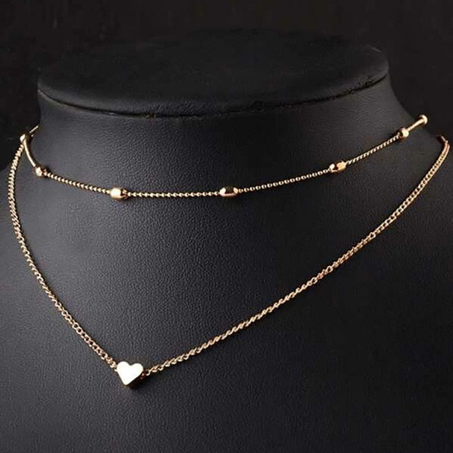 Boho Simple Moon Star Heart Pendant Necklace