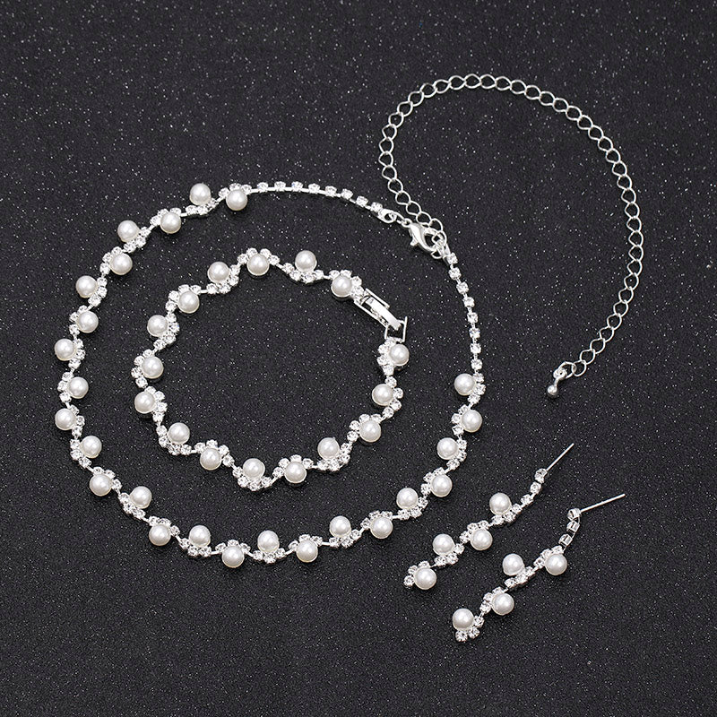Fashion Simulated Pearl Crystal Bridal Jewelry Sets