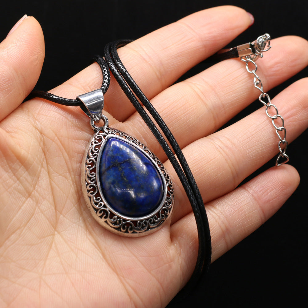 Natural Stone Necklace Water Drop Crystal Opal Necklace