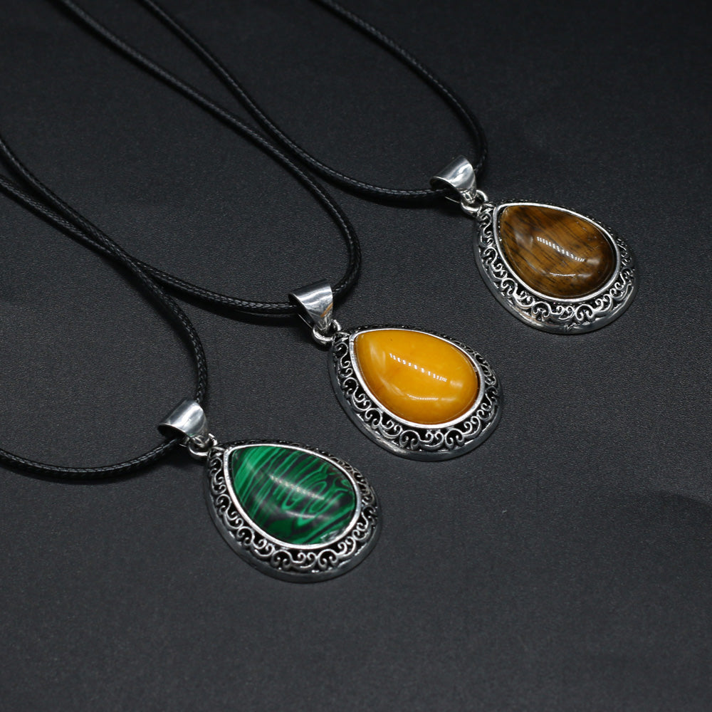 Natural Stone Necklace Water Drop Crystal Opal Necklace