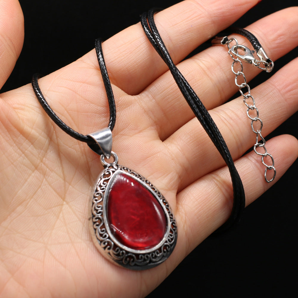 Natural Stone Necklace Water Drop Crystal Opal Necklace