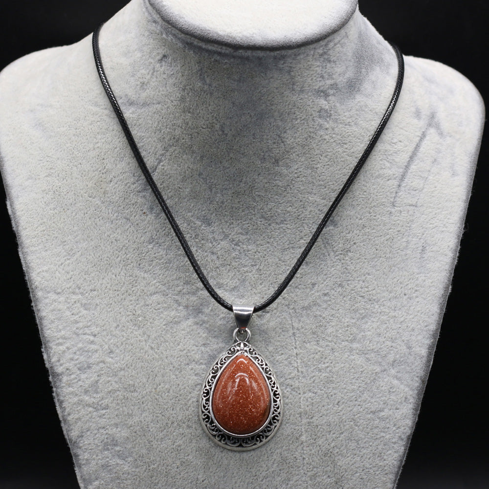 Natural Stone Necklace Water Drop Crystal Opal Necklace