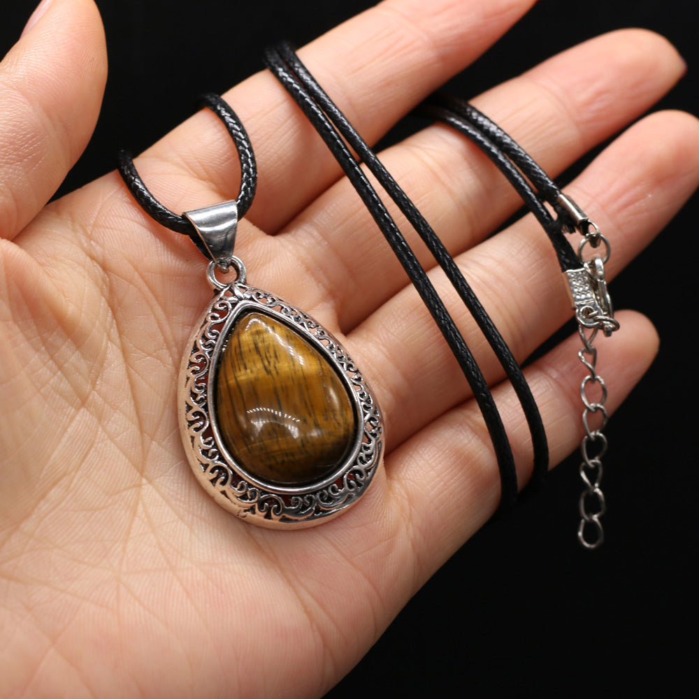 Natural Stone Necklace Water Drop Crystal Opal Necklace