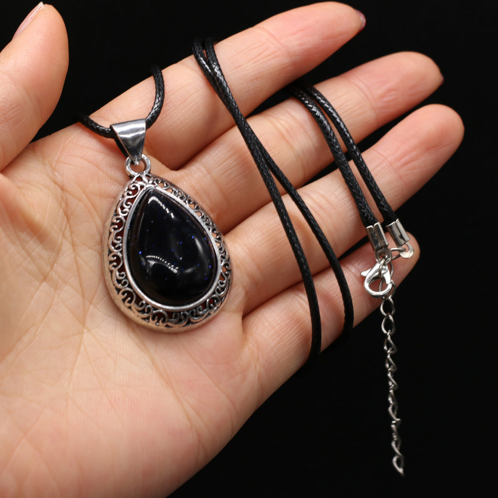 Natural Stone Necklace Water Drop Crystal Opal Necklace
