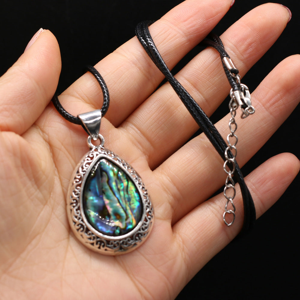 Natural Stone Necklace Water Drop Crystal Opal Necklace