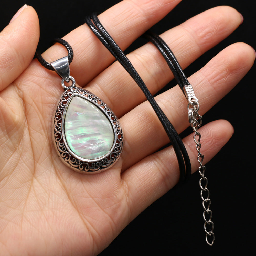Natural Stone Necklace Water Drop Crystal Opal Necklace