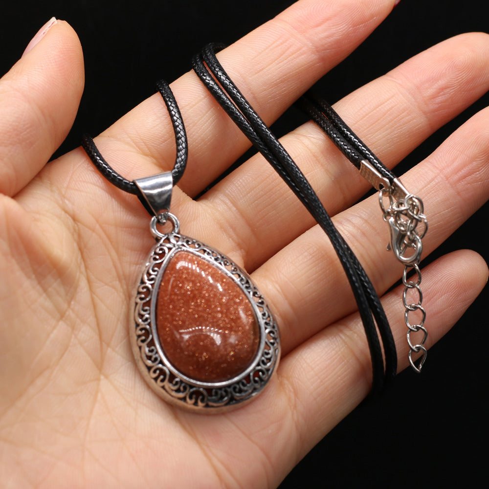 Natural Stone Necklace Water Drop Crystal Opal Necklace