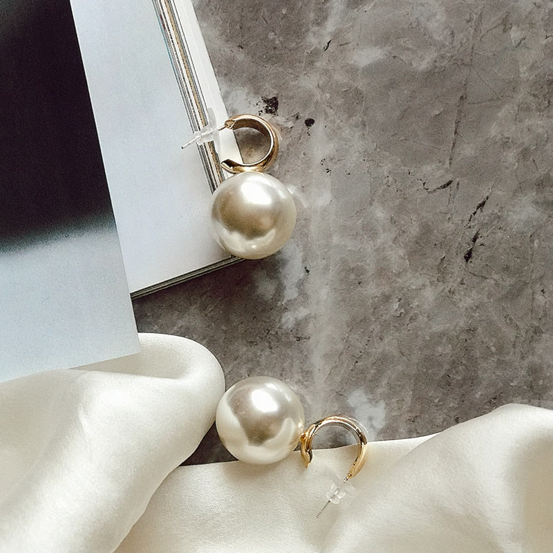 Fashion Korean Oversized Pearl Drop Earrings