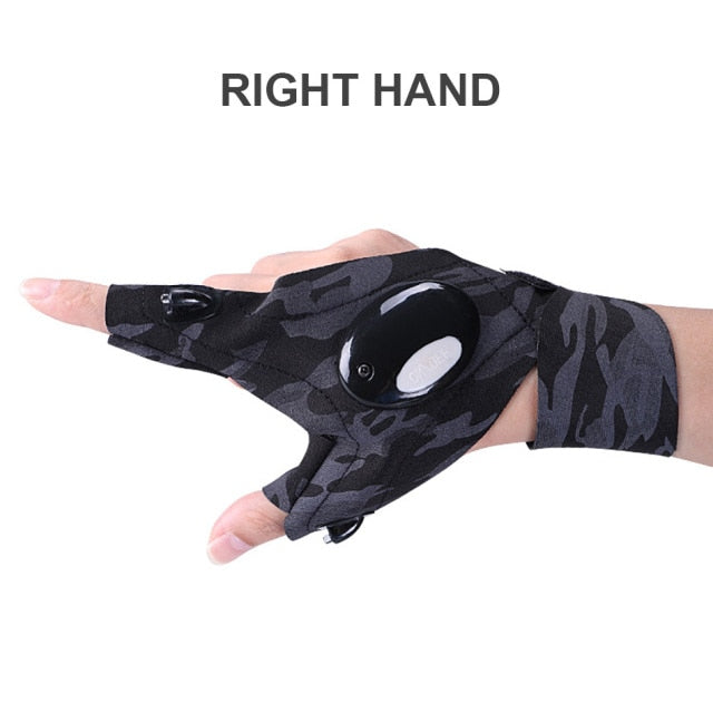 LED Flashlight Fingerless Glove