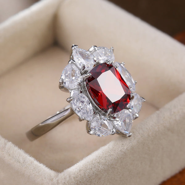 Gorgeous Women Rings White/Red Cubic Zirconia  Finger Rings
