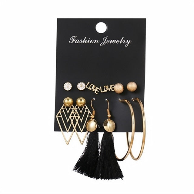 12 Pairs/Set Women's Earrings Pearl Earrings