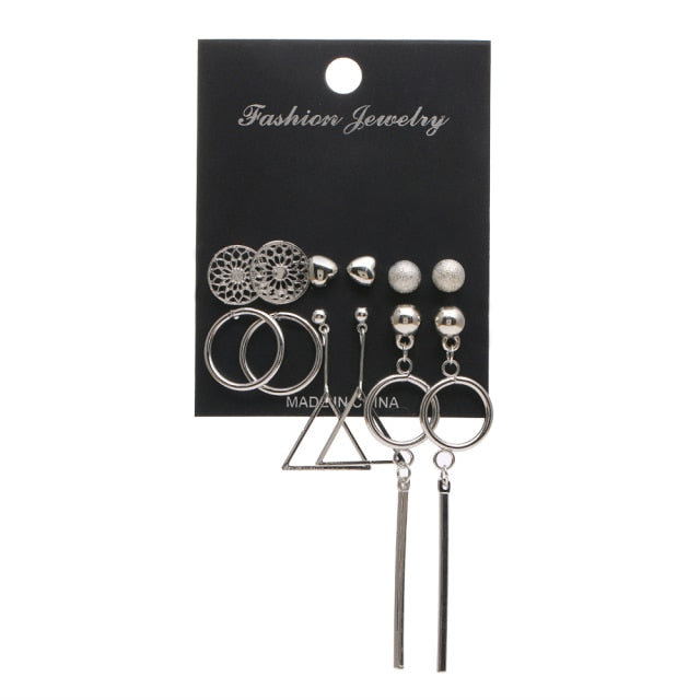 12 Pairs/Set Women's Earrings Pearl Earrings