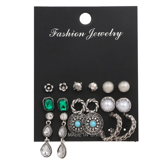 12 Pairs/Set Women's Earrings Pearl Earrings