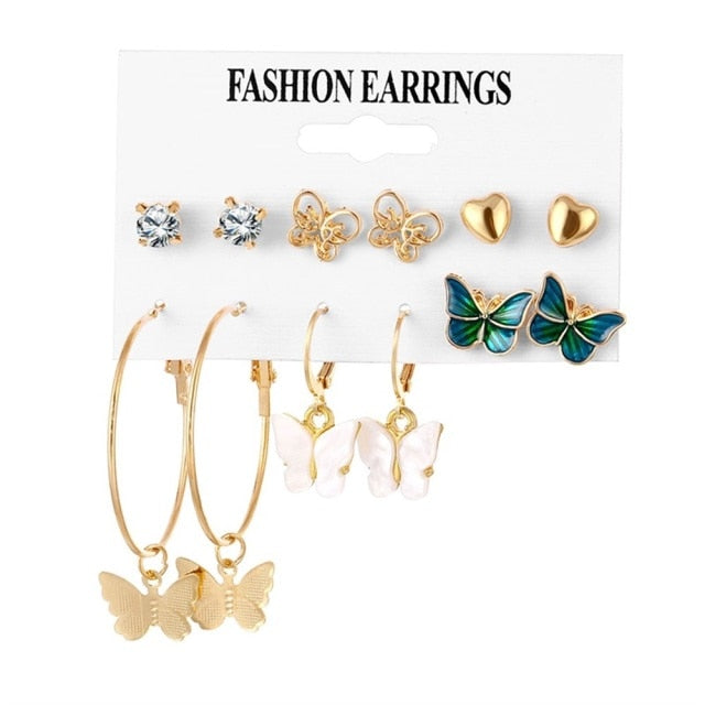 12 Pairs/Set Women's Earrings Pearl Earrings