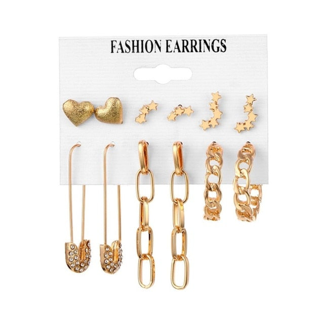 12 Pairs/Set Women's Earrings Pearl Earrings