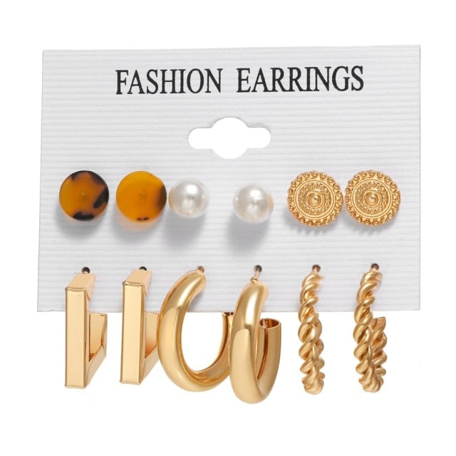 12 Pairs/Set Women's Earrings Pearl Earrings