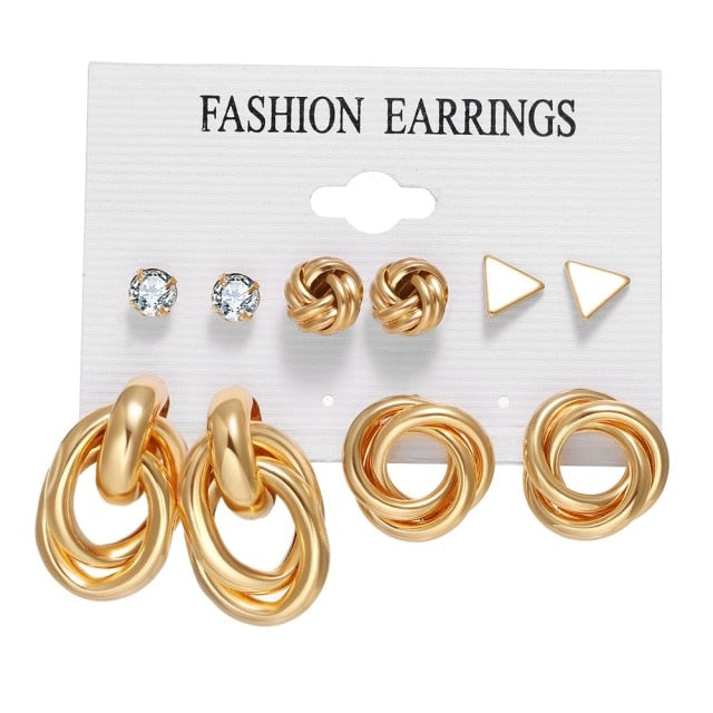 12 Pairs/Set Women's Earrings Pearl Earrings