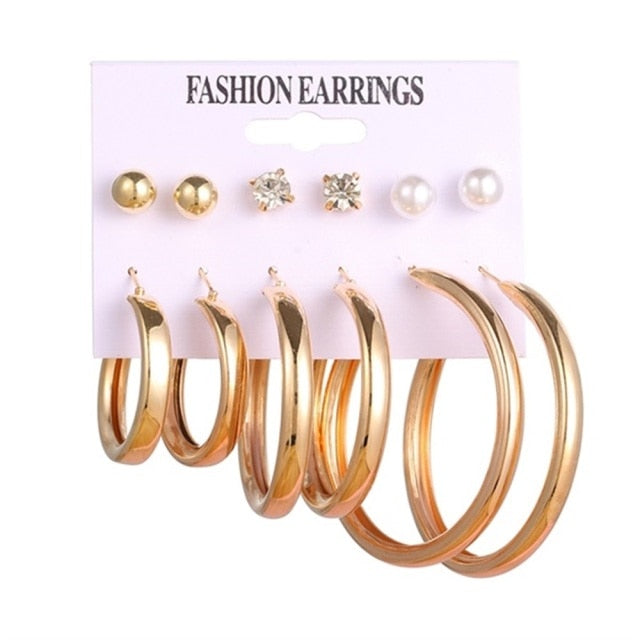 12 Pairs/Set Women's Earrings Pearl Earrings