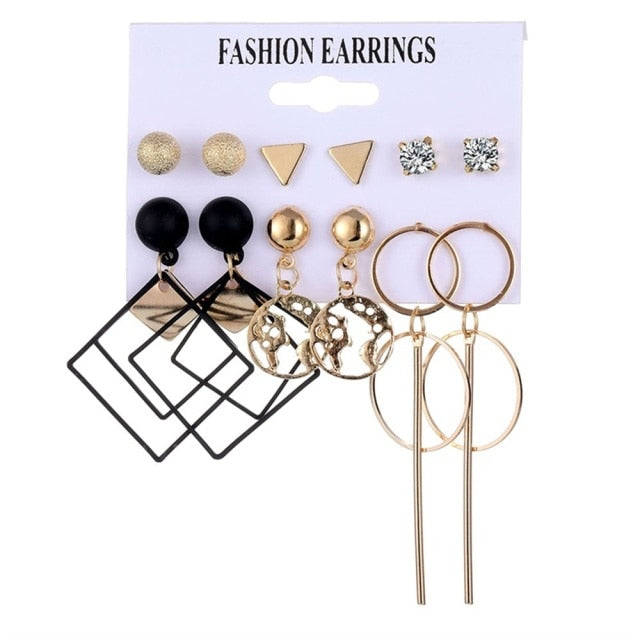 12 Pairs/Set Women's Earrings Pearl Earrings