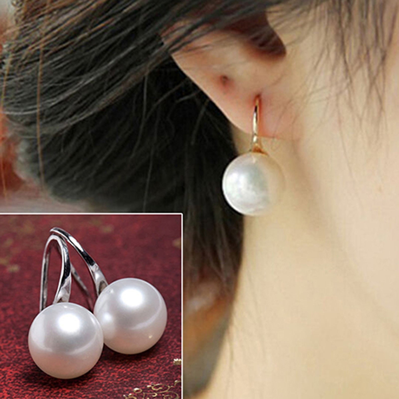 Women Earrings Imitation Pearls Ball Hook Earring