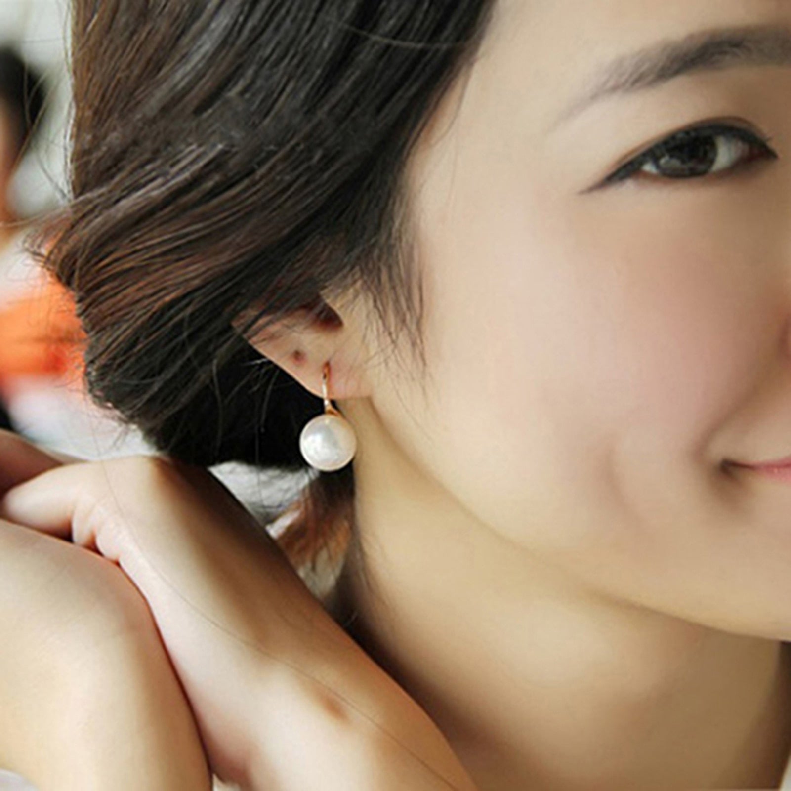 Women Earrings Imitation Pearls Ball Hook Earring