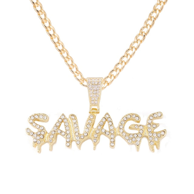 Bling Bling Savage Letter Necklace & Pendant