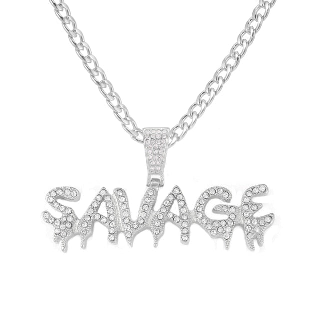 Bling Bling Savage Letter Necklace & Pendant