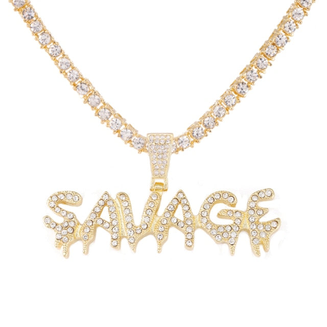 Bling Bling Savage Letter Necklace & Pendant