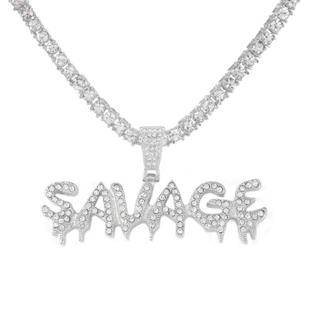 Bling Bling Savage Letter Necklace & Pendant