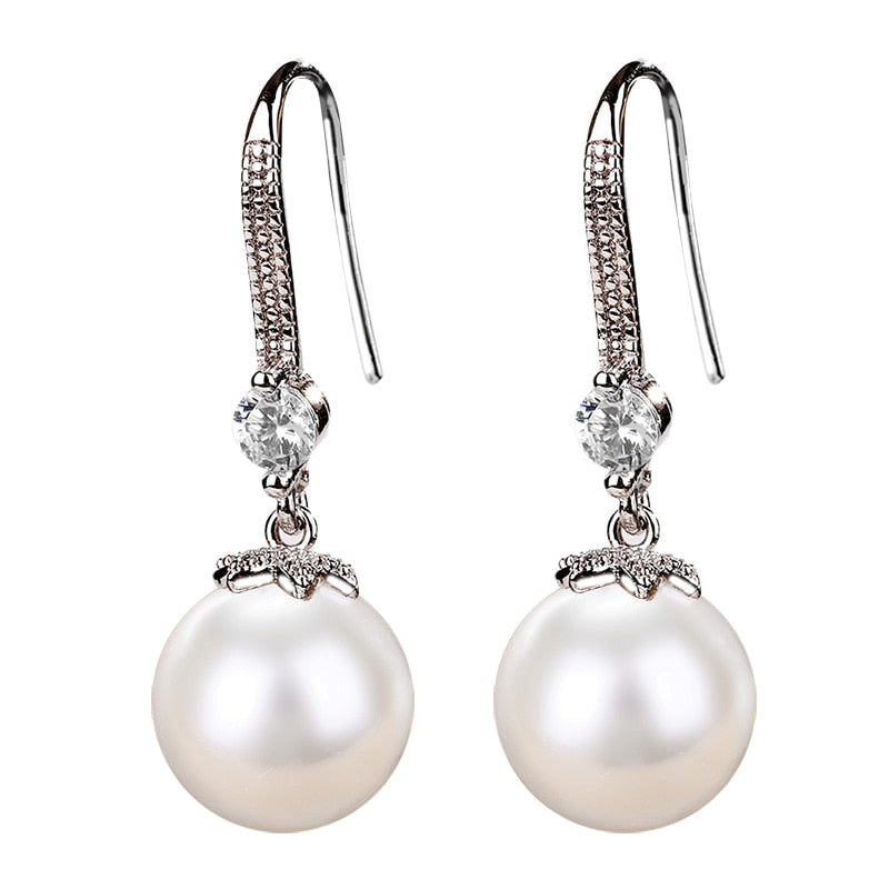Elegant Round Imitation Pearl Dangle Earrings