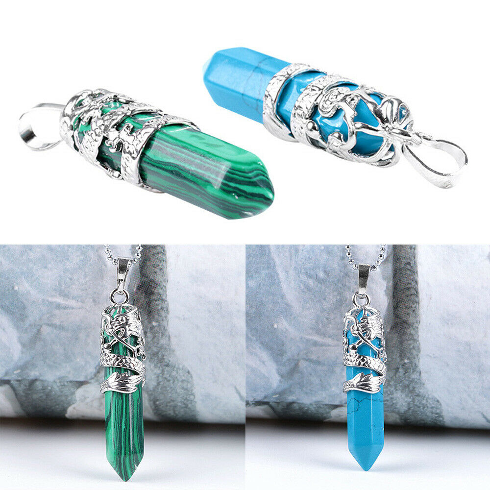 Natural Quartz Crystal Chakra Point Pendant Necklace