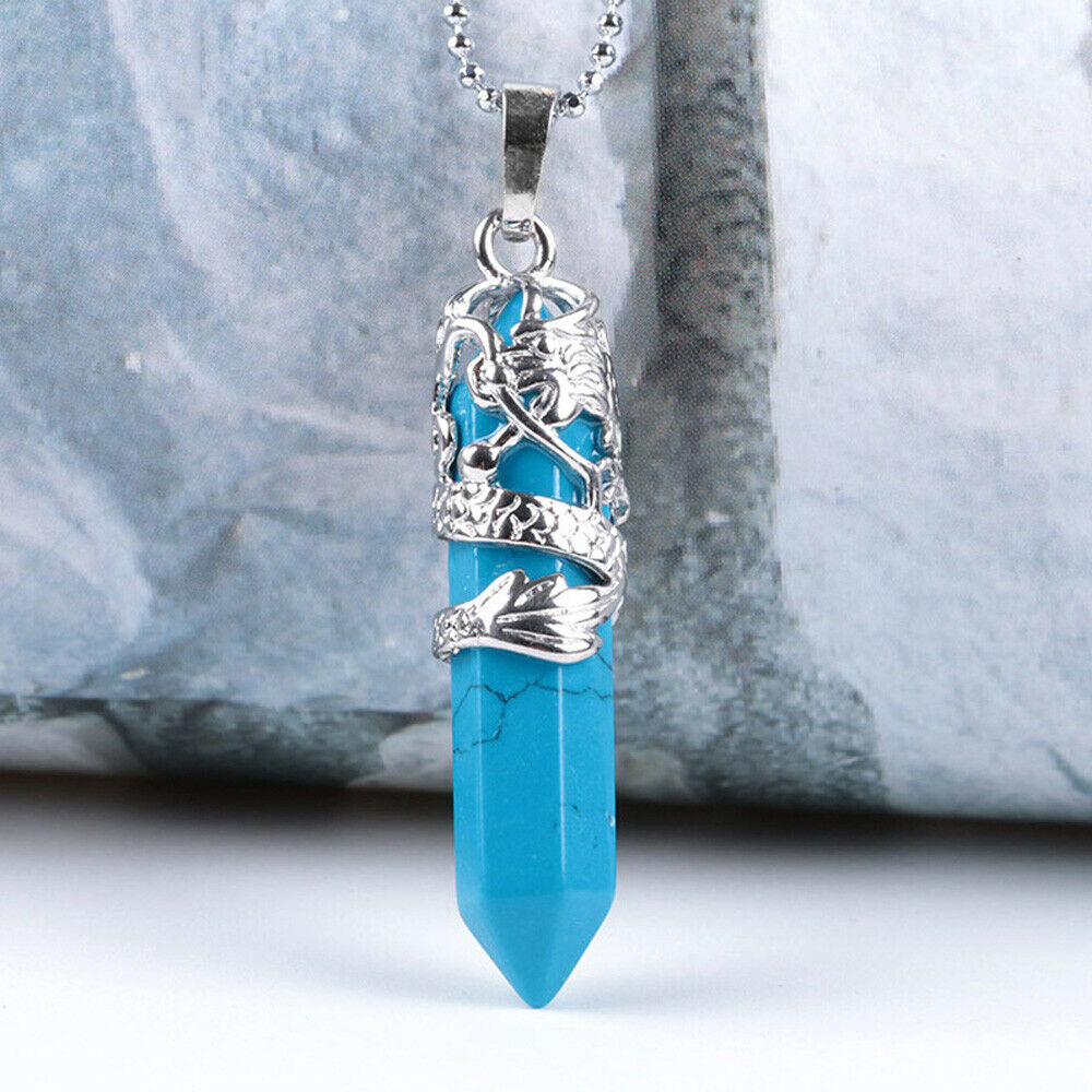 Natural Quartz Crystal Chakra Point Pendant Necklace