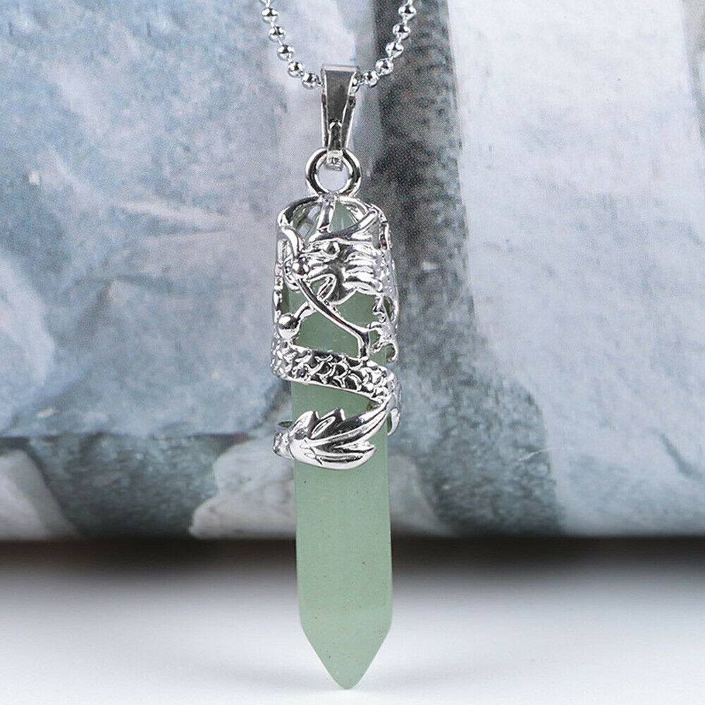 Natural Quartz Crystal Chakra Point Pendant Necklace