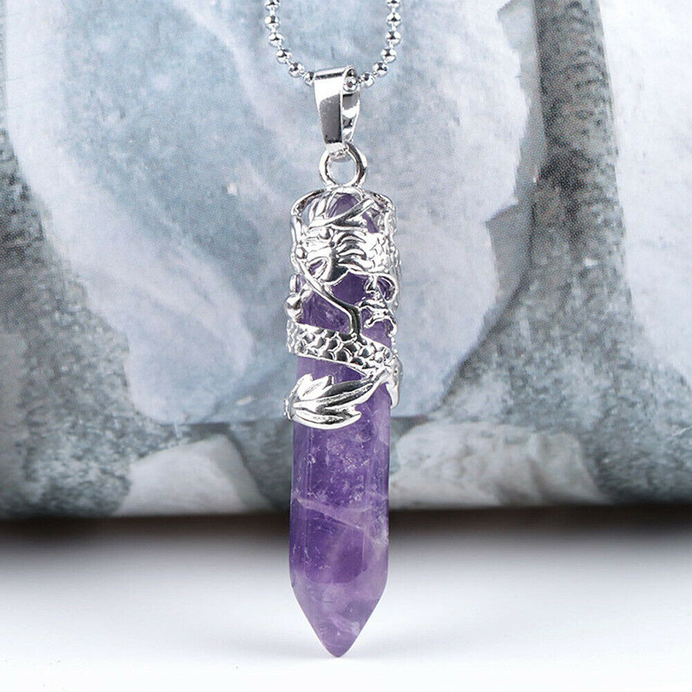 Natural Quartz Crystal Chakra Point Pendant Necklace