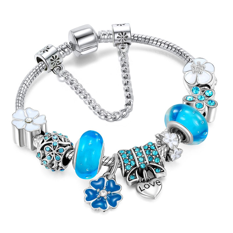 Vintage Silver Color Charms Bracelets for Women