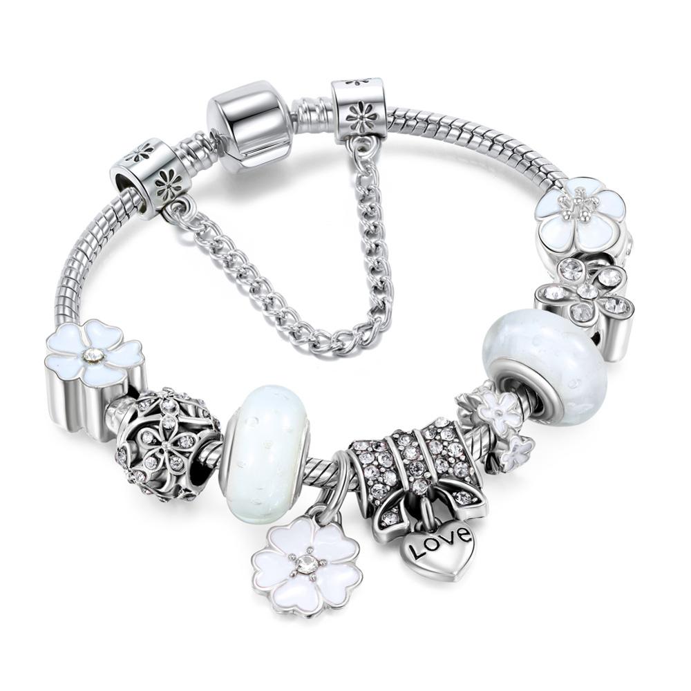 Vintage Silver Color Charms Bracelets for Women