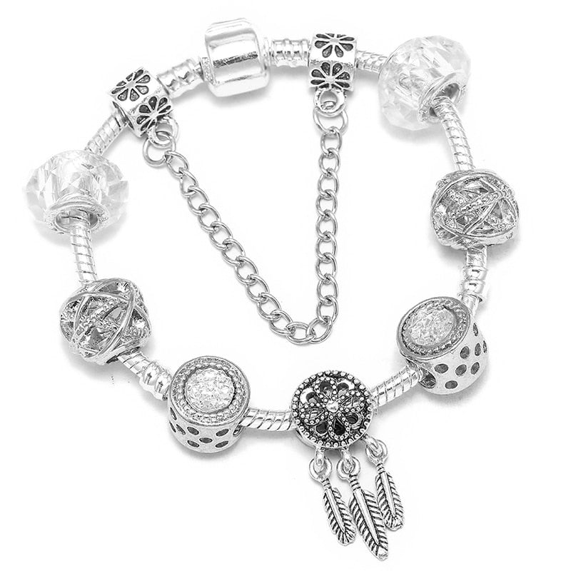 Vintage Silver Color Charms Bracelets for Women