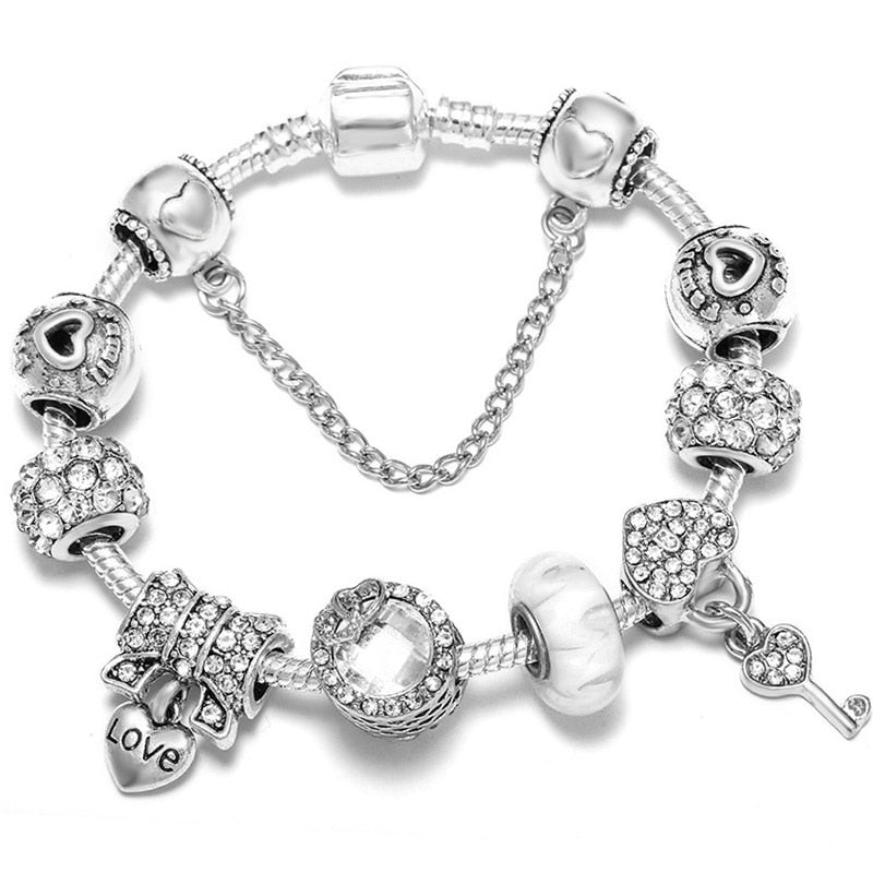 Vintage Silver Color Charms Bracelets for Women