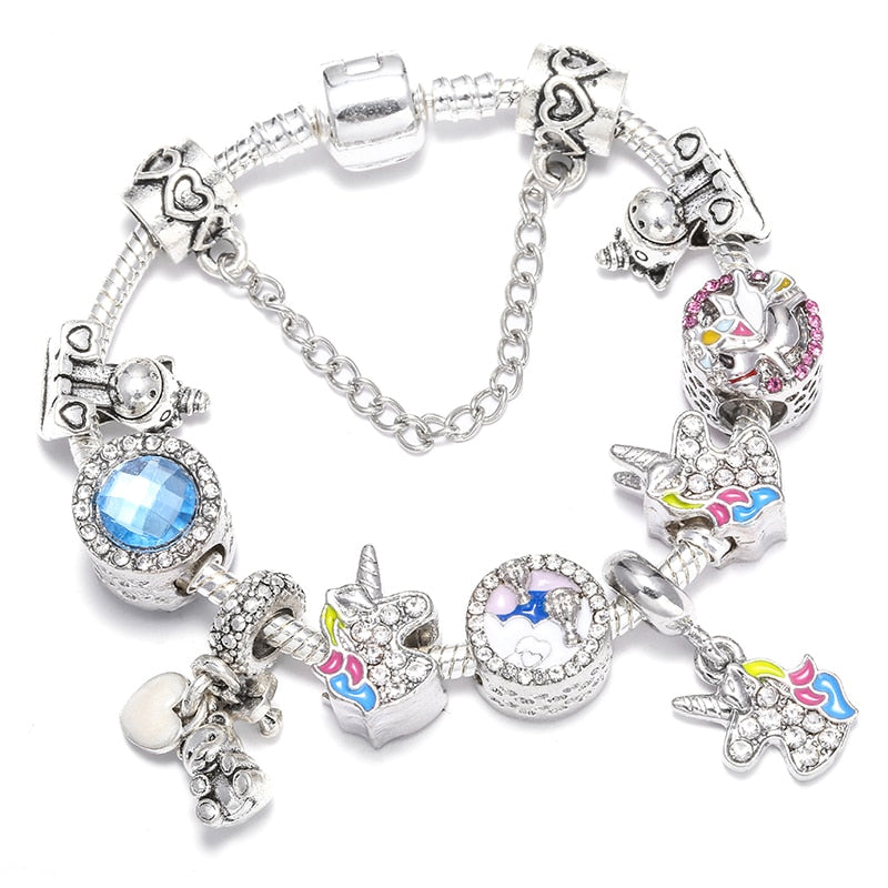 Vintage Silver Color Charms Bracelets for Women