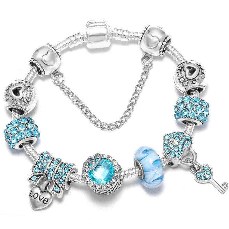 Vintage Silver Color Charms Bracelets for Women