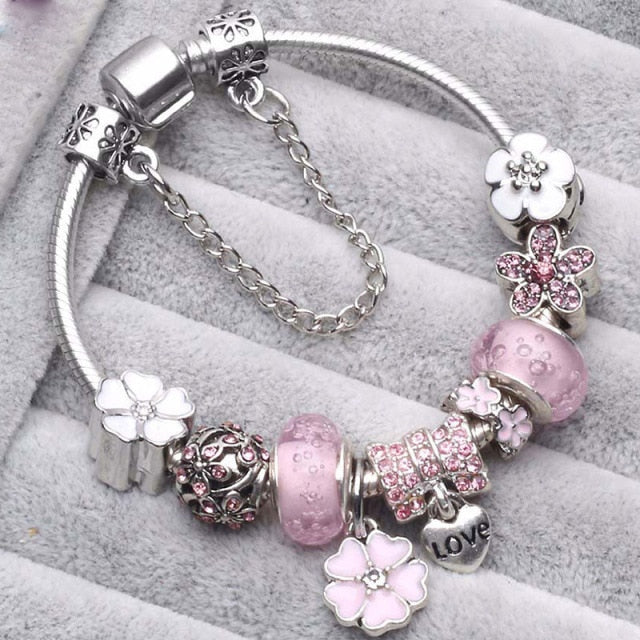 Vintage Silver Color Charms Bracelets for Women