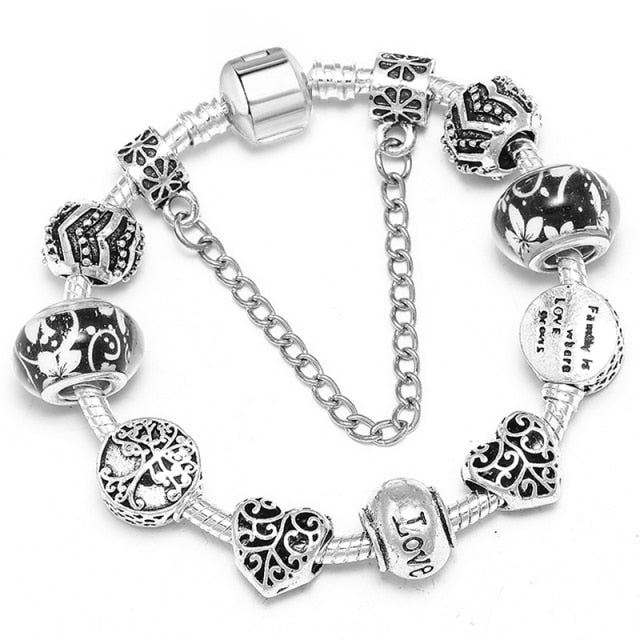 Vintage Silver Color Charms Bracelets for Women