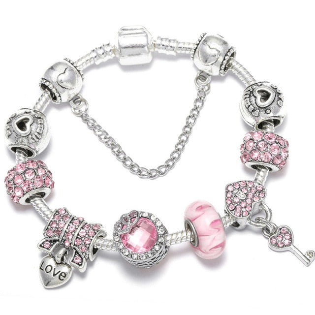 Vintage Silver Color Charms Bracelets for Women