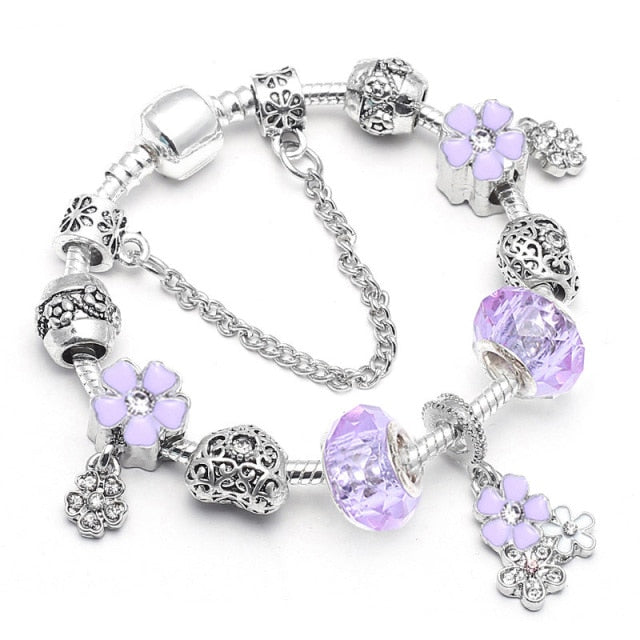 Vintage Silver Color Charms Bracelets for Women