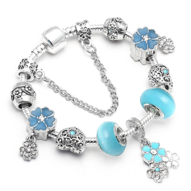 Vintage Silver Color Charms Bracelets for Women