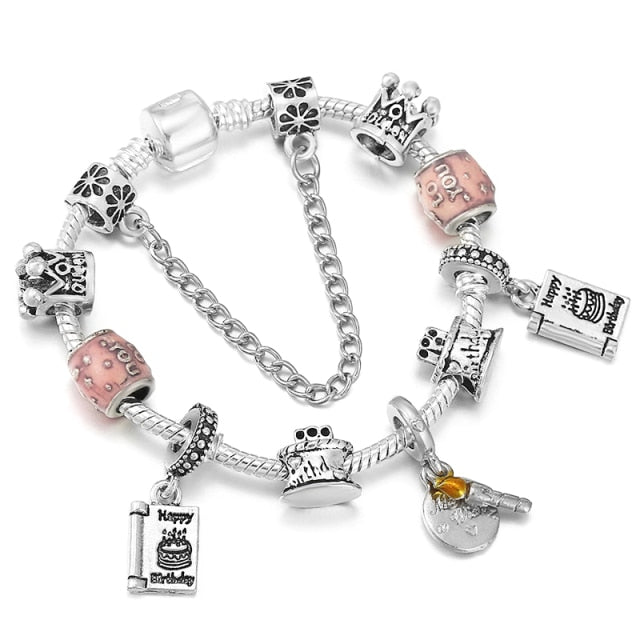 Vintage Silver Color Charms Bracelets for Women