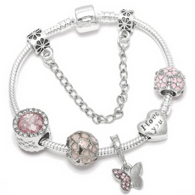 Vintage Silver Color Charms Bracelets for Women