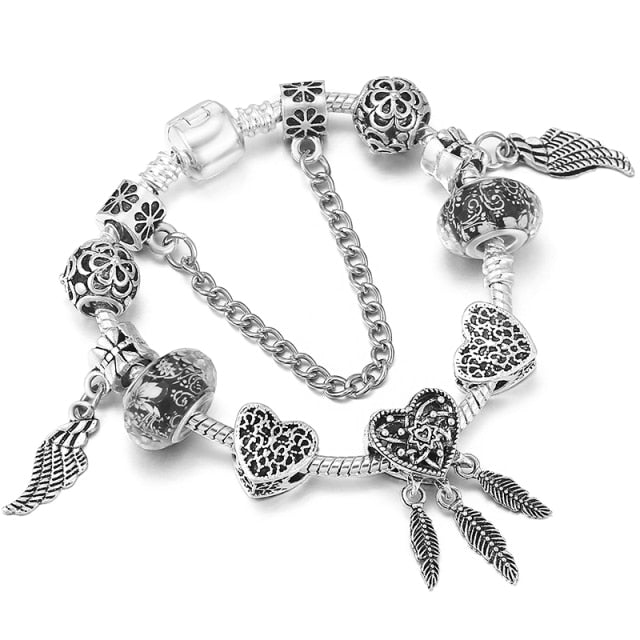 Vintage Silver Color Charms Bracelets for Women