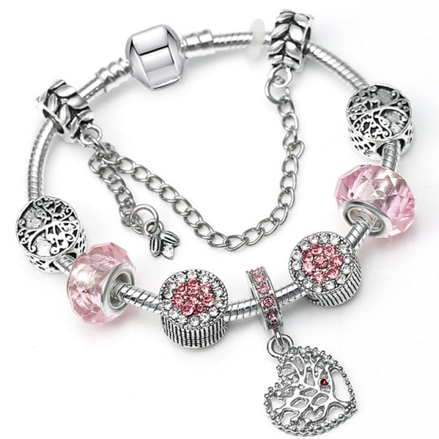 Vintage Silver Color Charms Bracelets for Women