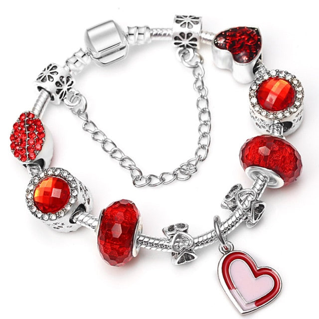 Vintage Silver Color Charms Bracelets for Women